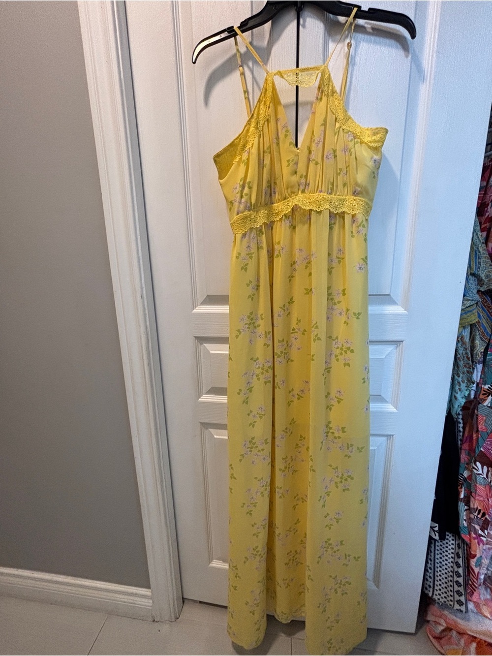 BCBGeneration Yellow Floral Slip Dress
